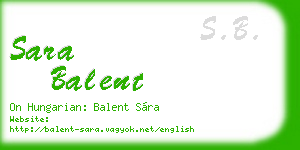 sara balent business card